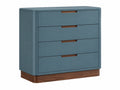 Comò 90 x 45 x 100 cm in legno blu con 4 cassetti stile moderno