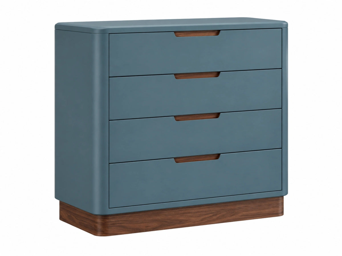 Comò 90 x 45 x 100 cm in legno blu con 4 cassetti stile moderno