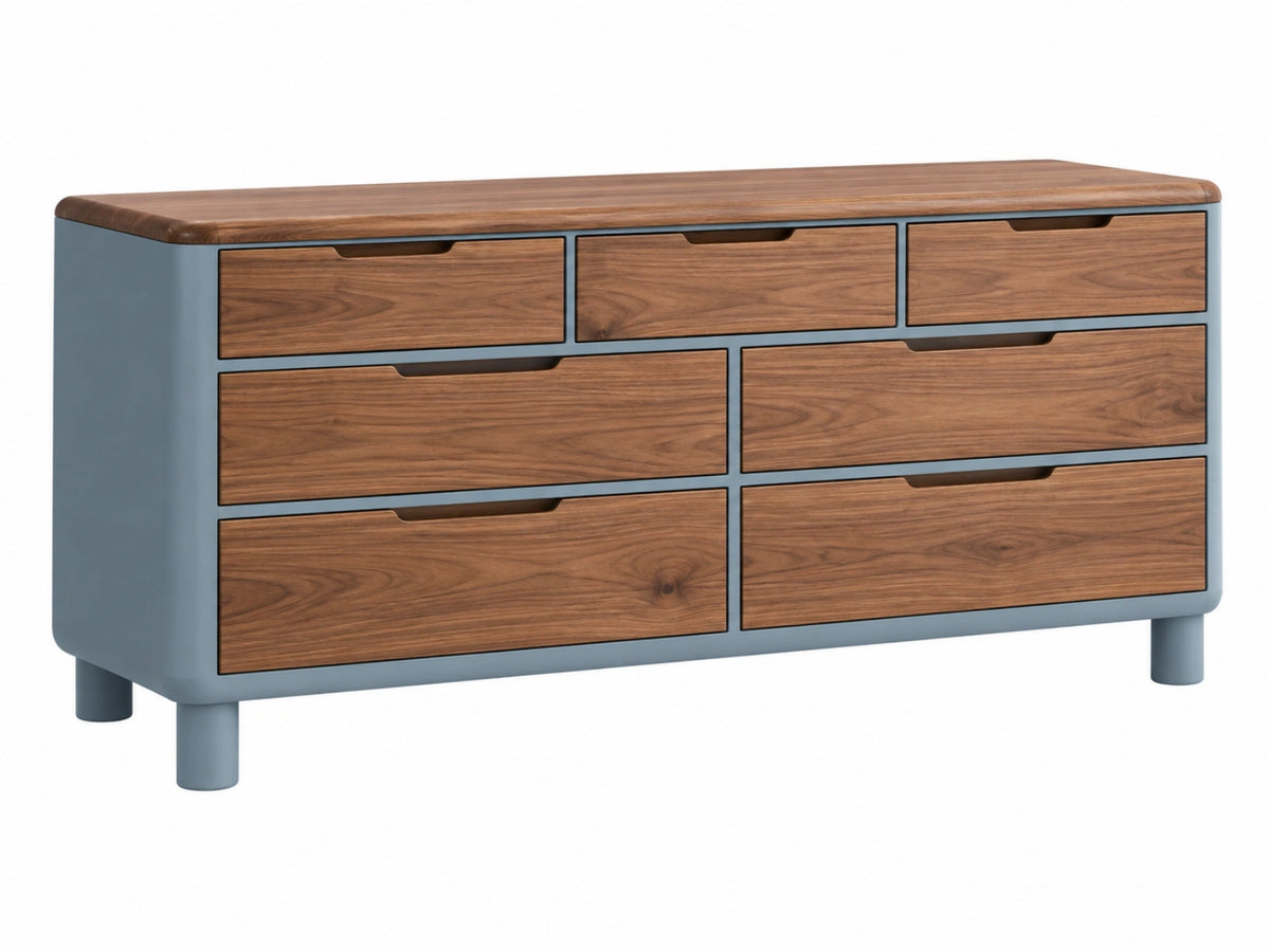 Cassettiera 140 x 45 x 80 cm in legno marrone e metallo grigio - sei cassetti stile moderno