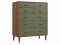 Cassettiera 100 x 45 x 120 cm in legno marrone e verde - 7 cassetti stile retrò
