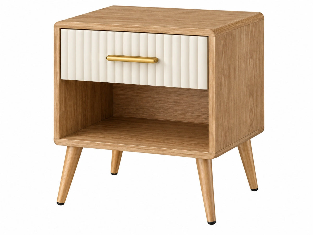 Comodino 45 x 40 x 60 cm in legno marrone e bianco con cassetto stile moderno