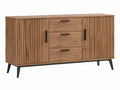 Credenza 160 x 40 x 85 cm in legno marrone con ante scanalate e cassetti stile moderno