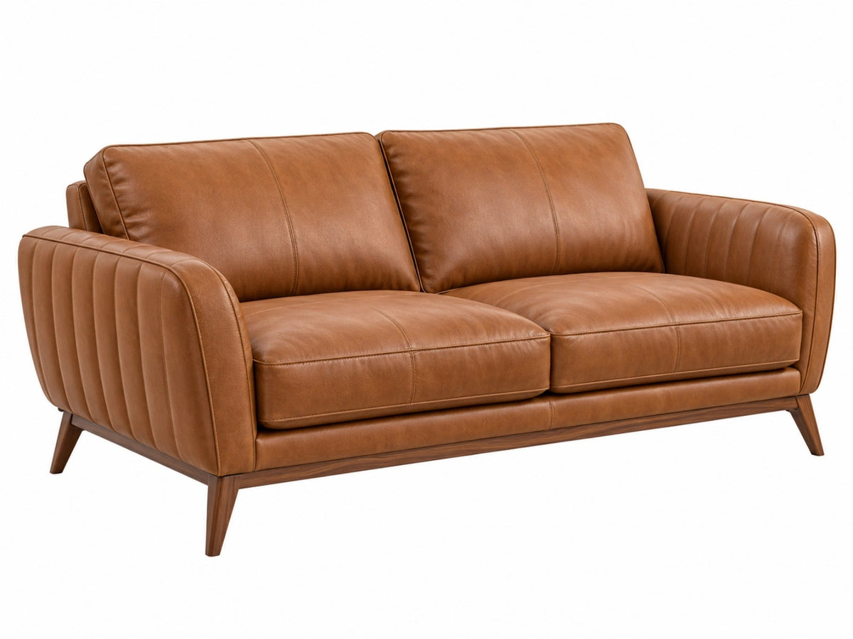 Divano 2 posti 170 x 90 x 85 cm marrone in similpelle stile moderno