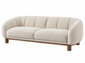 Divano 3 posti 220 x 91 x 82 cm in tessuto bouclé crema con struttura in legno - stile curvo