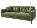 Divano 2 posti 200 cm in tessuto verde oliva - stile moderno con schienale trapuntato