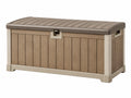 Cassapanca da esterno 120 x 60 x 60 cm in plastica effetto legno marrone tortora con vano contenitore