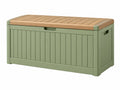 Cassapanca da esterno 120 x 60 x 55 cm in plastica e legno verde - contenitore con coperchio
