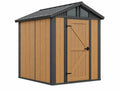 Casetta da giardino 200 x 150 x 210 cm effetto legno marrone con struttura in metallo e tetto a falde